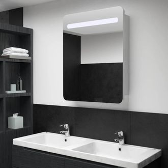 Berkfield Home LED Bathroom Mirror Cabinet 60x11x80 cm in White | Size: 60 x 11 x 80 cm