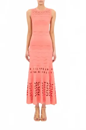 Ulla Johnson Lakshmi Eyelet Knit Dress In Coral Peony