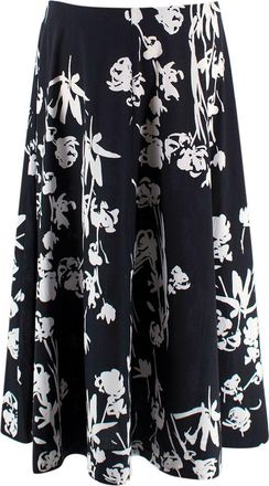 Marella Black and White Floral Cotton Skirt Size XL