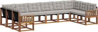 vidaXL Conjunto De Sof&aacute;s De Exterior 10 Uds. Gris Natural Y Claro Vidaxl