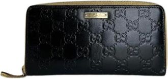 Gucci Pre-owned Wallets, female, Black, Size: ONE SIZE Pre-owned Guccissima Zip Around Long Wallet