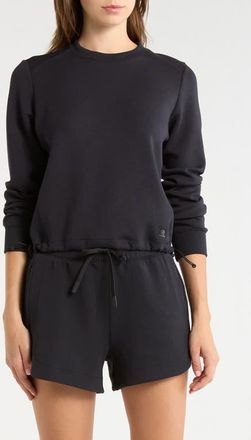 Lord & Taylor Dreamweave Recycled Polyester Blend Crop Sweatshirt in Black at Nordstrom, Size X-Small