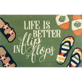 R16 Home Life Is Better In Flip Flop Doormat in Green/Multi at Nordstrom Rack, Size 30X48