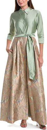 Teri Jon by Rickie Freeman Teri Jon By Rickie Freeman Taffeta Shirt Waist Jacquard Skirt Gown