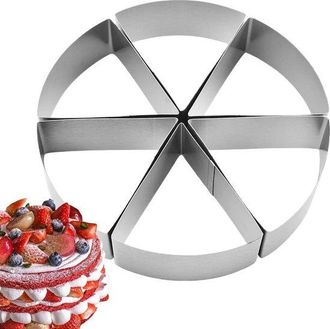OEM Cortador De Pasteles - Separador De Pizza - Porciones Iguales - 6 Compartimentos - 21 Cm - Plateado