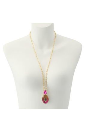 Kurt Geiger Gemstone Long Pendant Necklace in Pink Multi at Nordstrom