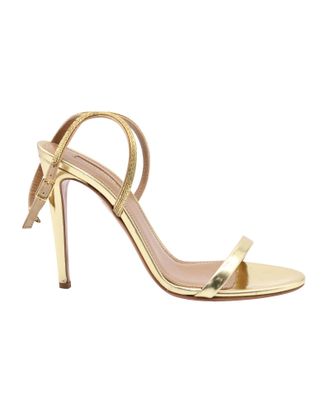 Aquazzura Pre-owned Womens Aquazzura Cannes 105 Strappy Sandals in Gold Metallic Leather - Size UK 5.5