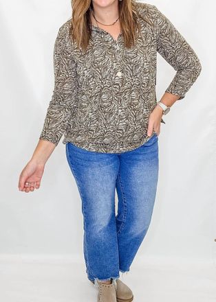Multiples Print Collared Shirt In Olive