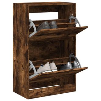 vidaXL Vidaxl - Zapatero De Madera De Ingenier&iacute;a Roble Ahumado 60x34x96,5 Cm