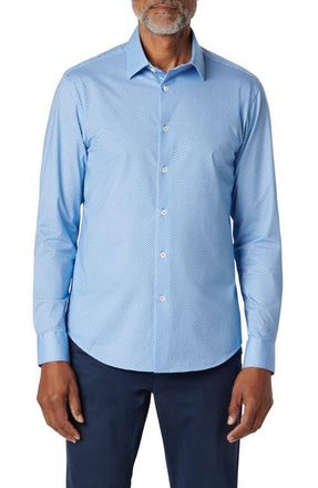 Bugatchi James OoohCotton Microprint Button-Up Shirt in Air Blue at Nordstrom, Size X-Large