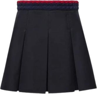 Moncler Geplooide Minirok - Dames - Korte rokken - Blauw - XS - Leer - Rokken