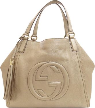 Gucci Gold Leather Tote Bag (Pre-Owned)