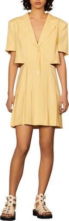 Sandro Lilirose Side Cutout Pleated Dress in Yellow Lemon at Nordstrom Rack, Size 10 Us / 42 Fr