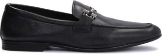 Kazar Zwarte leren loafers voor heren met metalen decoratie - Heren - Loafers - Zwart - 42 EU - Leer - Schoenen