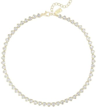 Electric Picks 14K Plated Cz Sweetheart Tennis Necklace