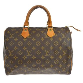 Louis Vuitton Speedy Handbag Monogram Canvas Brown Canvas Handbag (Pre-Owned)