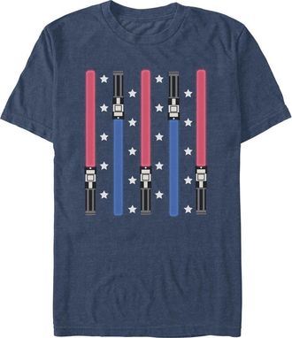 Star Wars Mens Star Wars Festive Lightsabers T Shirt in Navy Blue Heather at Nordstrom, Size Xxx-Large