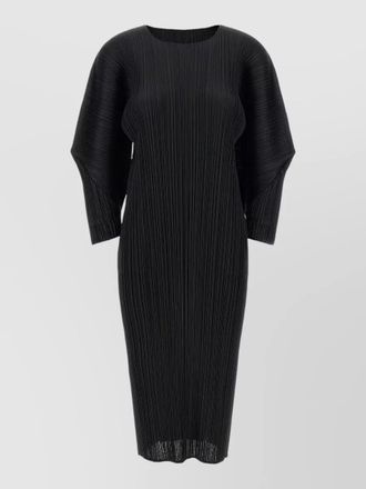 Pleats Please Issey Miyake skyline midi dress round neck dolman sleeves