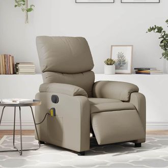 vidaXL Vidaxl - Sill&oacute;n Reclinable De Masaje El&eacute;ctrico Cuero Sint&eacute;tico Capuchino