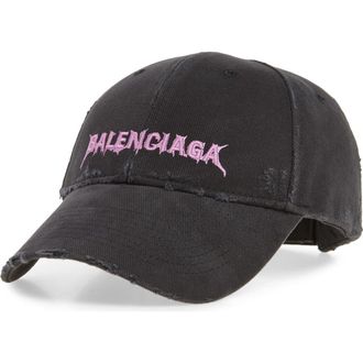 Balenciaga Logo Embroidered Baseball Cap in 1000 Black at Nordstrom, Size Medium