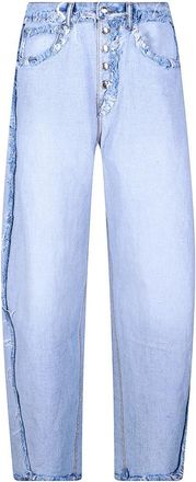 Alexander Wang Inverted Blow Up Emboss Logo Jeans - Dames - Loose Fit Jeans - Blauw - W25 - Jeans