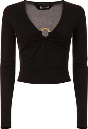 Roberto Cavalli T-shirts en Polos - Dames - Longsleeves - Zwart - S - Tops