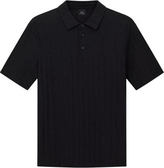 A|X Armani Exchange Polo Shirt met korte mouwen en knoopsluiting - Heren - Polos - Zwart - XL - Katoen - Tops