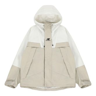 New Balance Logo Embroidered Colorblock Hooded Jacket Couple Style White 5AC14103-BEI