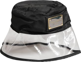 Dolce & Gabbana Men Black Plastic Fisherman Bucket Capello Hat Polyester