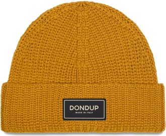 Dondup ribbed logo-plaque beanie hat - men - Wool/Acrylic - One Size - Yellow