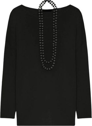 Elena Miro Viscose Ecovero Ketting Top - Dames - Ronde hals truien - Zwart - M - Truien & Vesten