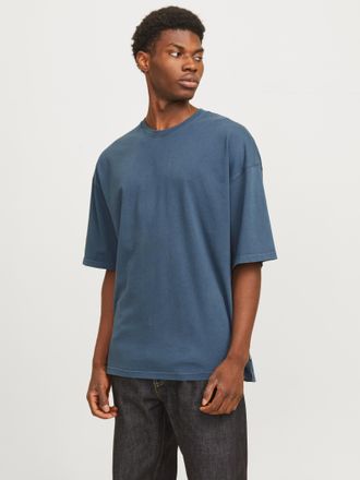 Jack & Jones Rundhalsshirt JACK & JONES JJECHARGE FADED TEE O-NECK NOOS, Herren, Gr. XXL, blau (mood indigo), Jersey, Obermaterial: 100% Baumwolle, unifarben, over