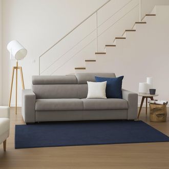 Dmora Sof&aacute; Fijo Dmicel, Sof&aacute; De 3 Plazas, 100% Made In Italy, Sof&aacute; Sala De Estar, En Tela Acolchada, Con Reposacabezas Ajustables Y Reposabrazos Delgados, C