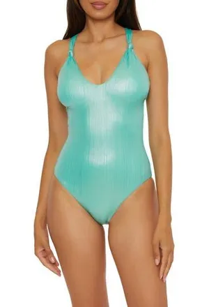 BECCA by Rebecca Virtue Origami Cutout One-Piece Swimsuit in Aqua Sea at Nordstrom Rack, Size Small