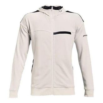 Under Armour Mens Under Armour Rival Terry AMP Casual Sports Zipper Hooded Jacket White 1361595-112