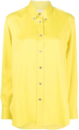 STUDIO NICHOLSON Bissett Classic Fitted Shirt - Dames - Overhemden - Geel - XS - Katoen - Overhemden