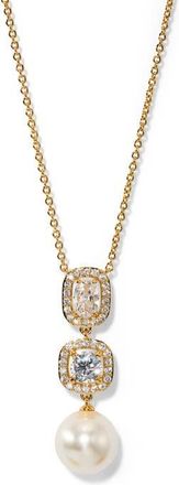 Nadri Under the Sea Cubic Zirconia & Faux Pearl Pendant Y-Necklace in Gold at Nordstrom