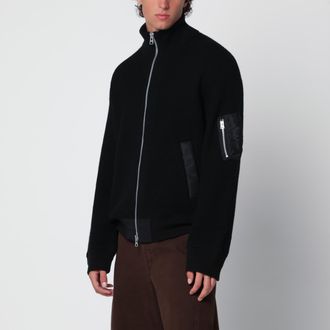 sacai Cardigan nero in lana Fisherman