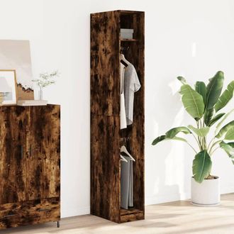 Berkfield Home Wardrobe Smoked Oak 30x50x200 cm Engineered Wood in Brown | Size: 30 x 50 x 200 cm