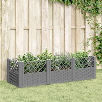 vidaXL Garden Planter with Pegs Light Grey 123.5x43.5x43.5 cm pp Vidaxl