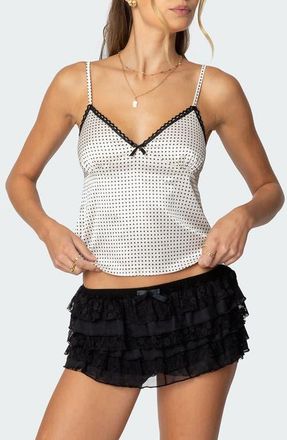 Edikted Polka Dot Satin Camisole in Cream at Nordstrom, Size X-Large