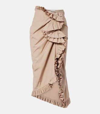 Dries Van Noten Falda midi drapeada con volantes