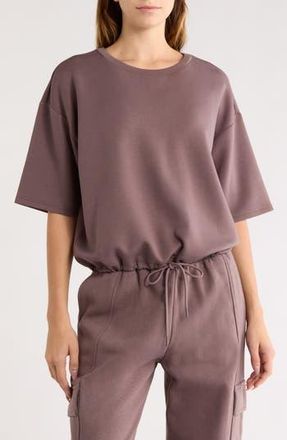 Zella Whisper Drawstring Hem Knit Top in Grey Plum at Nordstrom Rack, Size X-Large