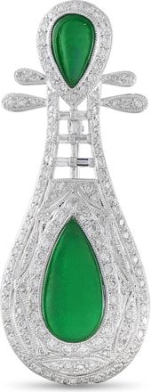 Luxury Bazaar 18K White Gold Diamond 0.85ct Jade Brooch MF08-090226