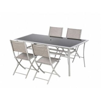 Concept Usine Juego de mesa de jard&iacute;n 150 cm + conjunto de 4 sillas plegables