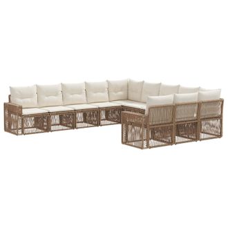 vidaXL Conjunto De Sof&aacute;s De Jard&iacute;n 11 Pcs Beige Y Blanco Crema Vidaxl