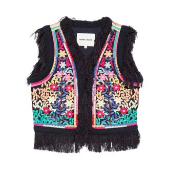 Antik Batik Antik Batik, Vests, female, Multicolor, Size: S Rainbow Embroidered Vest