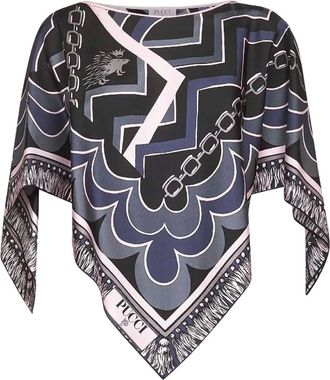 Pucci tassel-print boat-neck top - Black