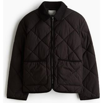 H&M Quilted Jacket in Black at Nordstrom, Size Xx-Large