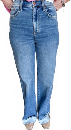 Daze Kai High Rise Wide Leg Cuff Jeans In Med Wash